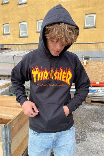 Thrasher Hoodie - Flame - Svart